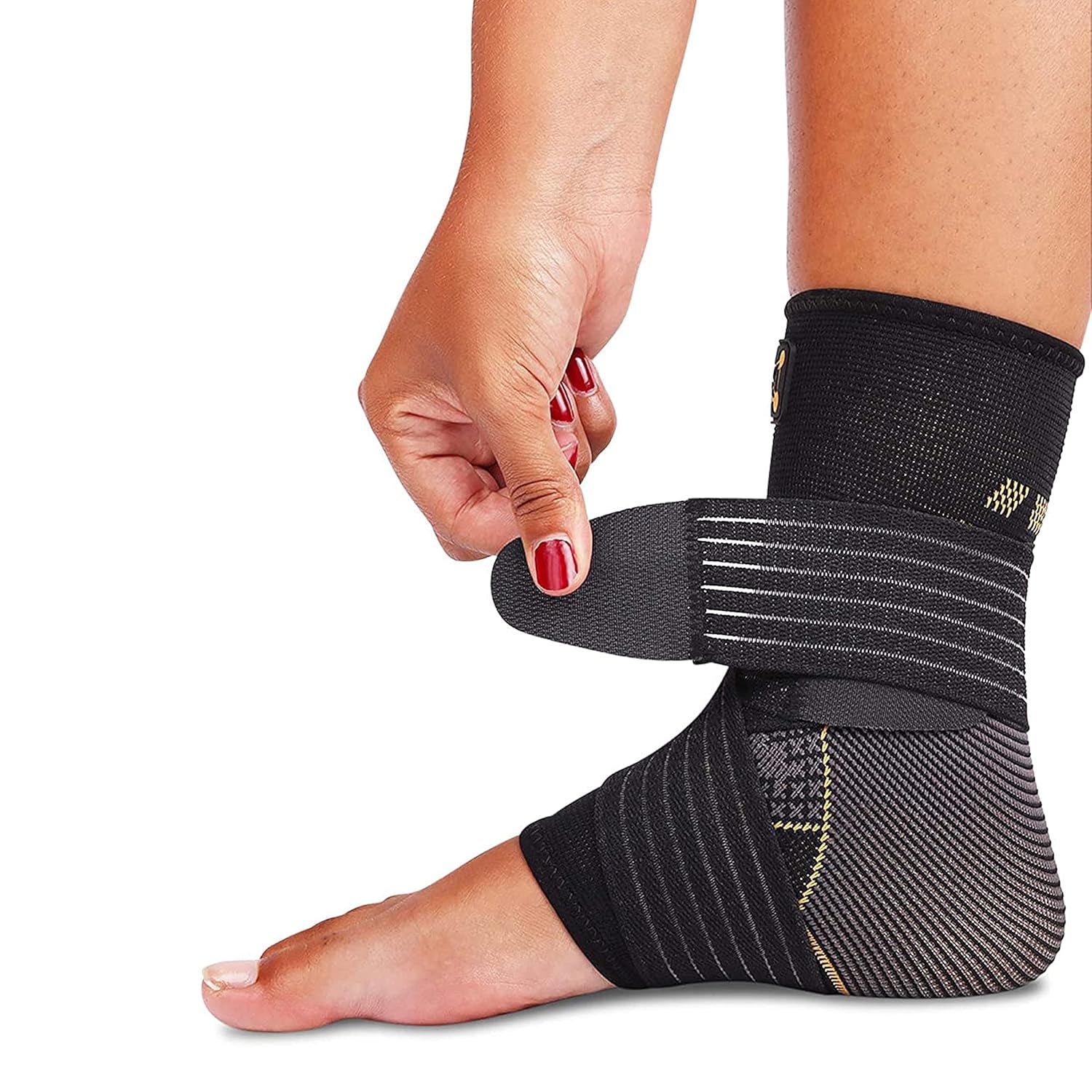 KICK EM UP - Ankle Compression Brace with Adjustable Straps, Ankle Sprain Braces, Arch Support Brace for Sprained Ankle, Achilles Tendon Support Plantar Fasciitis Relief, Large